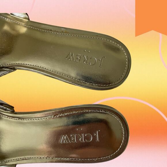J Crew Sandals Womens 10 Double Knot Metallic Gold Beach Slides Flats EUC - Picture 5 of 8